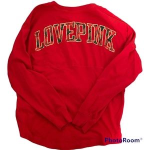 Love pink long red sleeve shirt
